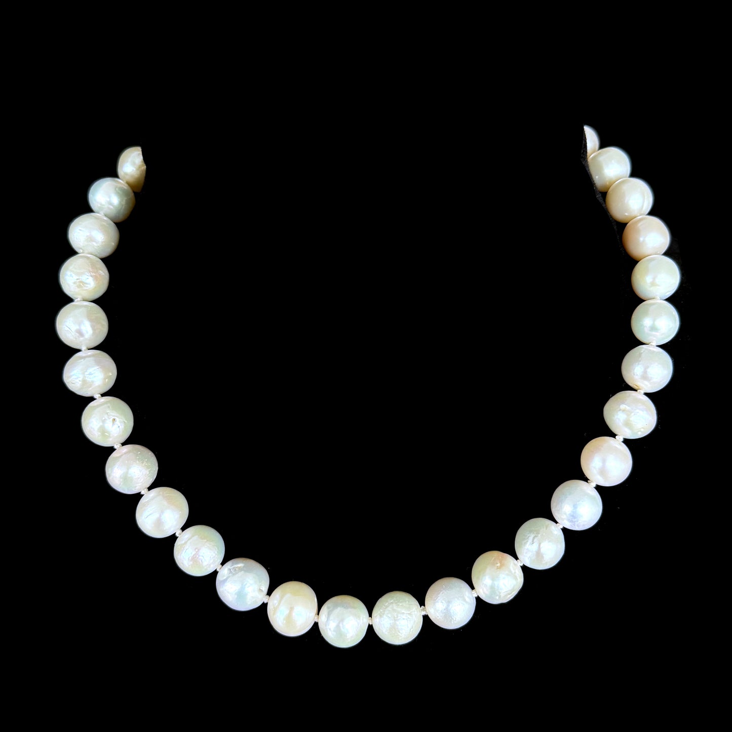 Pearl Strung Necklace with 18k Plated Clasp