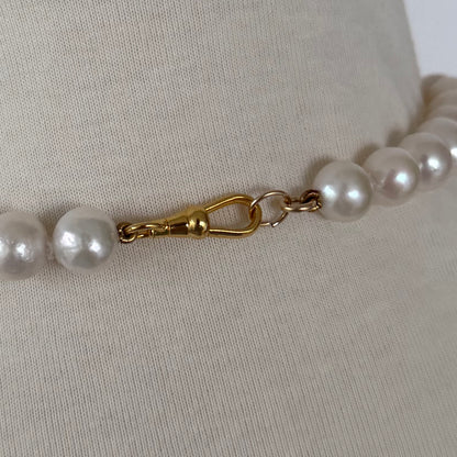 Pearl Strung Necklace with 18k Plated Clasp