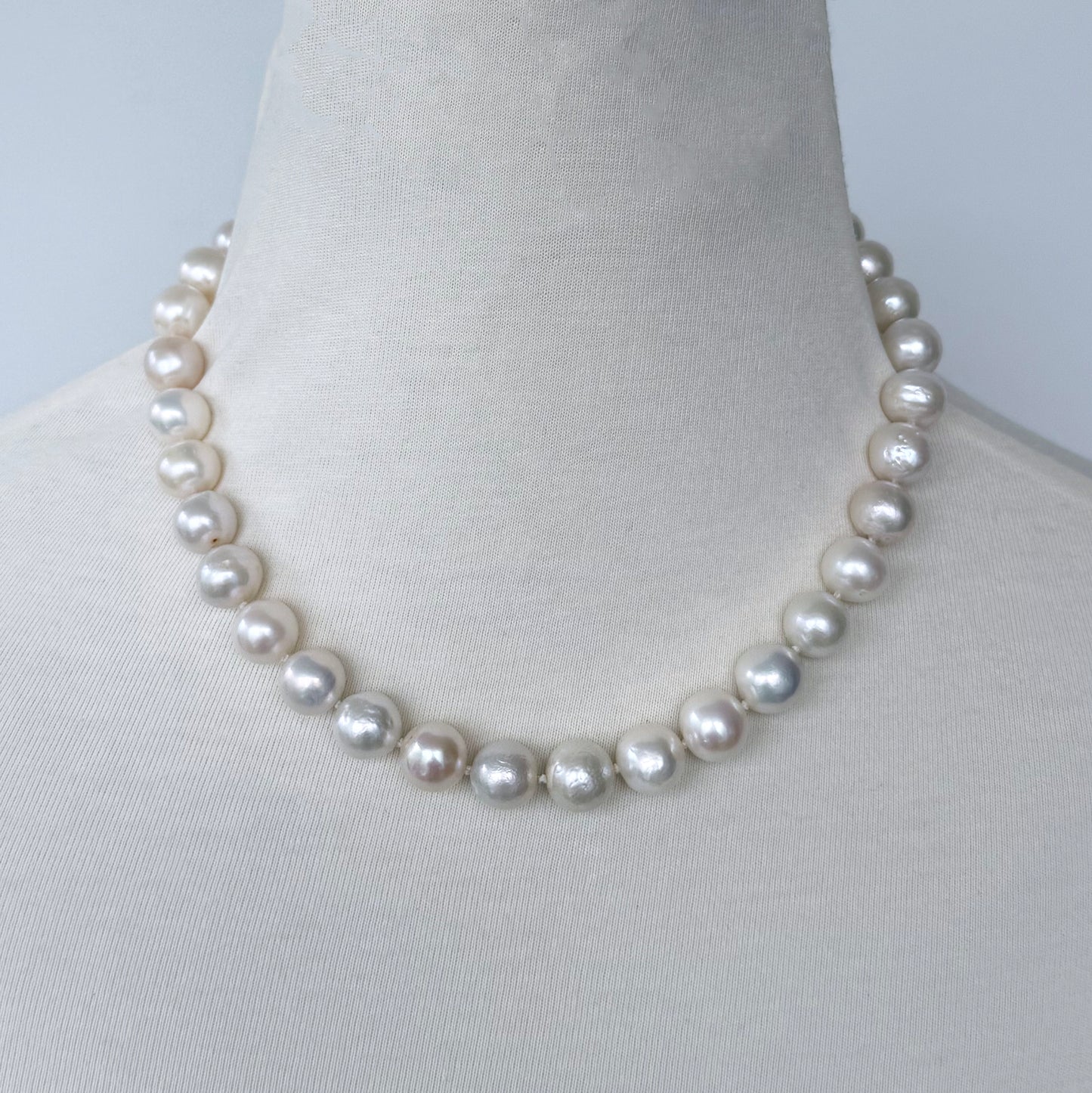 Pearl Strung Necklace with 18k Plated Clasp