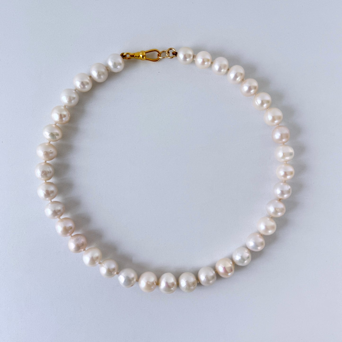 Pearl Strung Necklace with 18k Plated Clasp