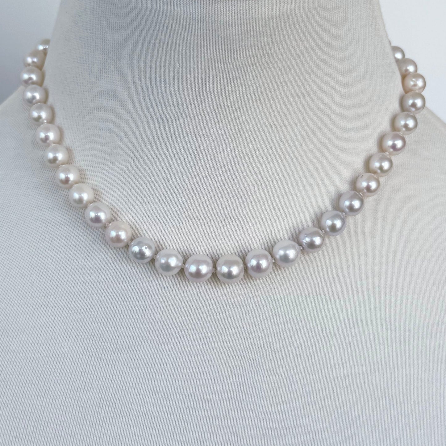 Pearl Necklace With 18k Gold Plated Ball Clasp