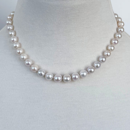 Pearl Necklace With 18k Gold Plated Ball Clasp