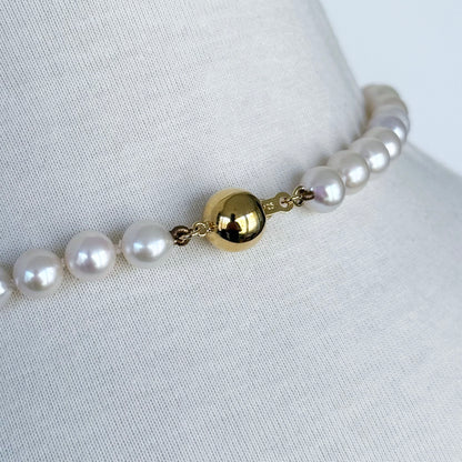 Pearl Necklace With 18k Gold Plated Ball Clasp
