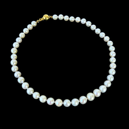 Pearl Necklace With 18k Gold Plated Ball Clasp
