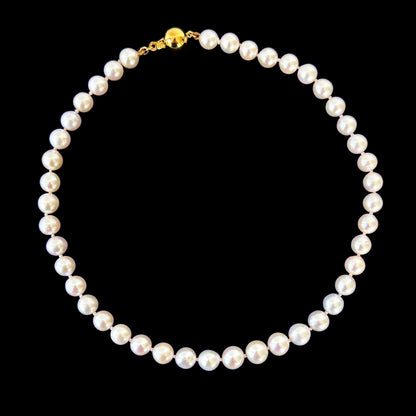 Pearl Necklace With 18k Gold Plated Ball Clasp