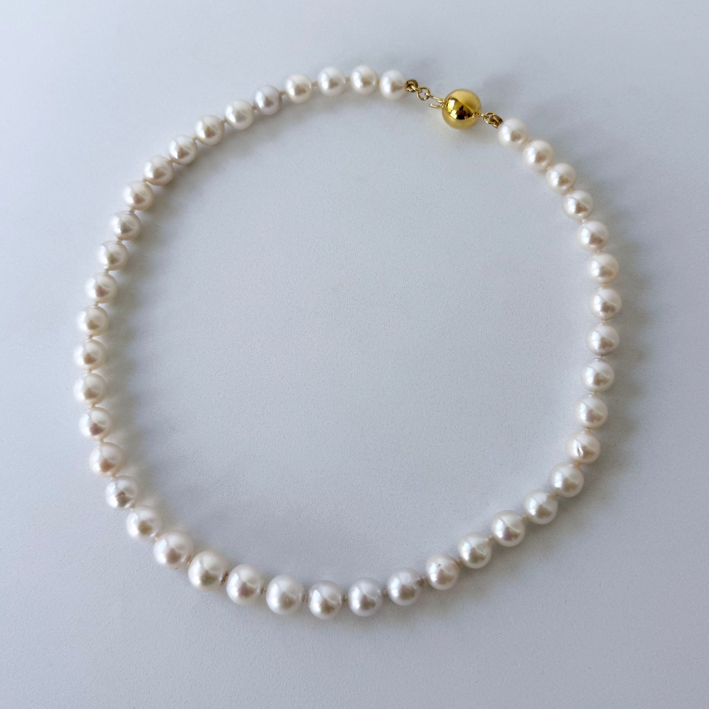 Pearl Necklace With 18k Gold Plated Ball Clasp