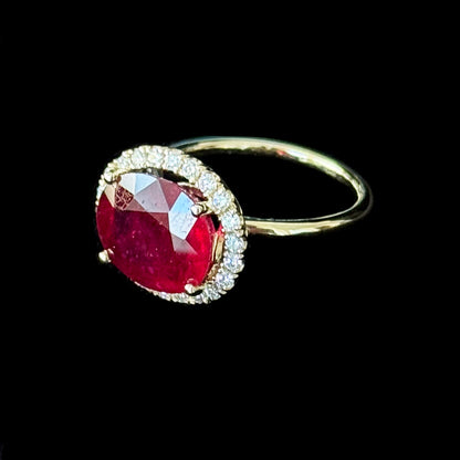 Ruby, Diamond & Solid 14k Engagement Ring