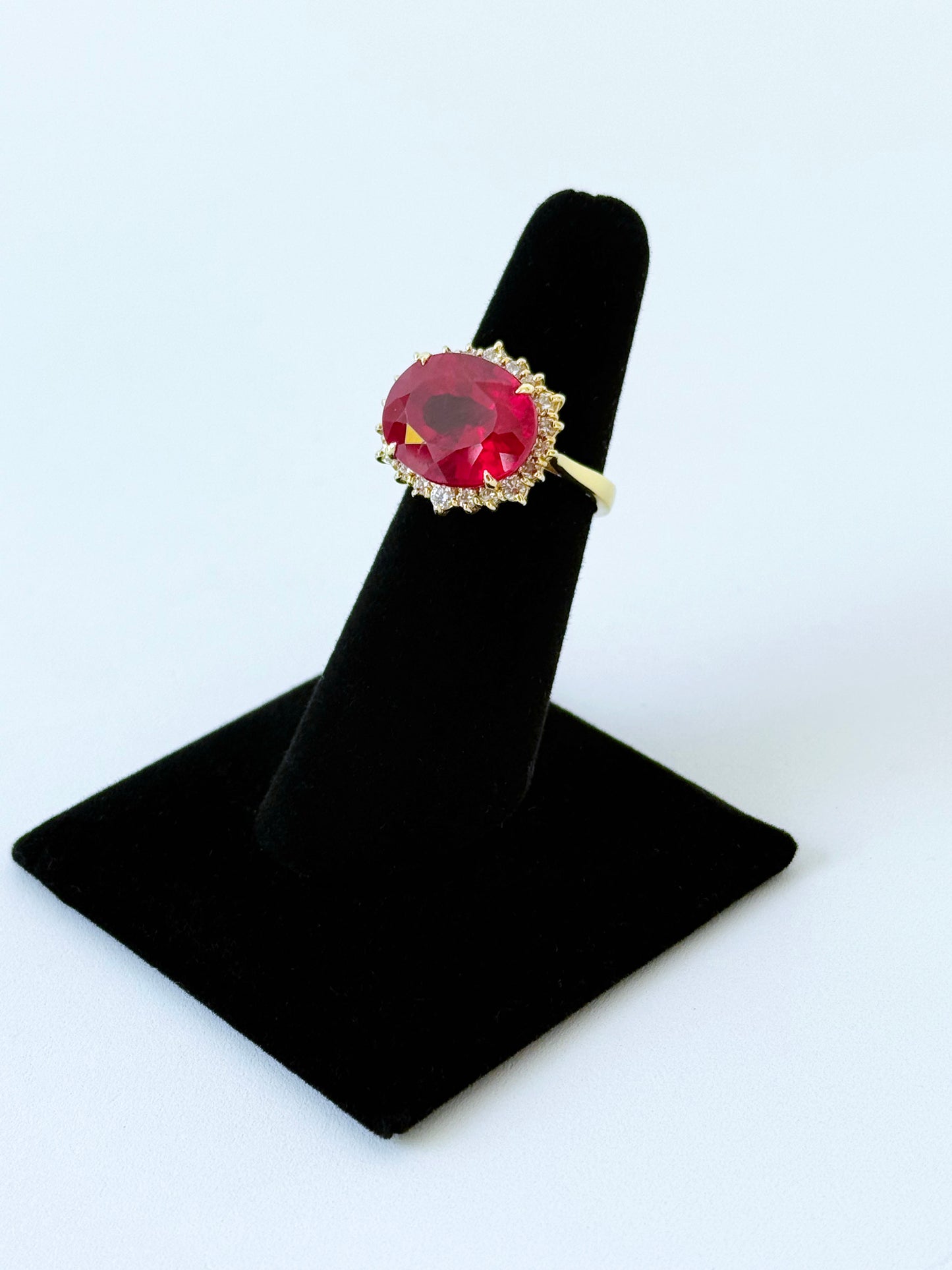 9.5 Carat Ruby Ring with Diamonds and Solid 14k Yellow Gold