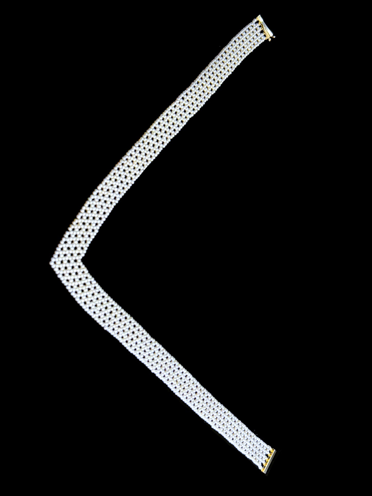 Seed Pearl Woven "V" Necklace with 14k