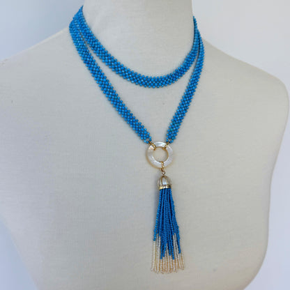 Turquoise, Pearl & Solid 14k Gold Sautoir