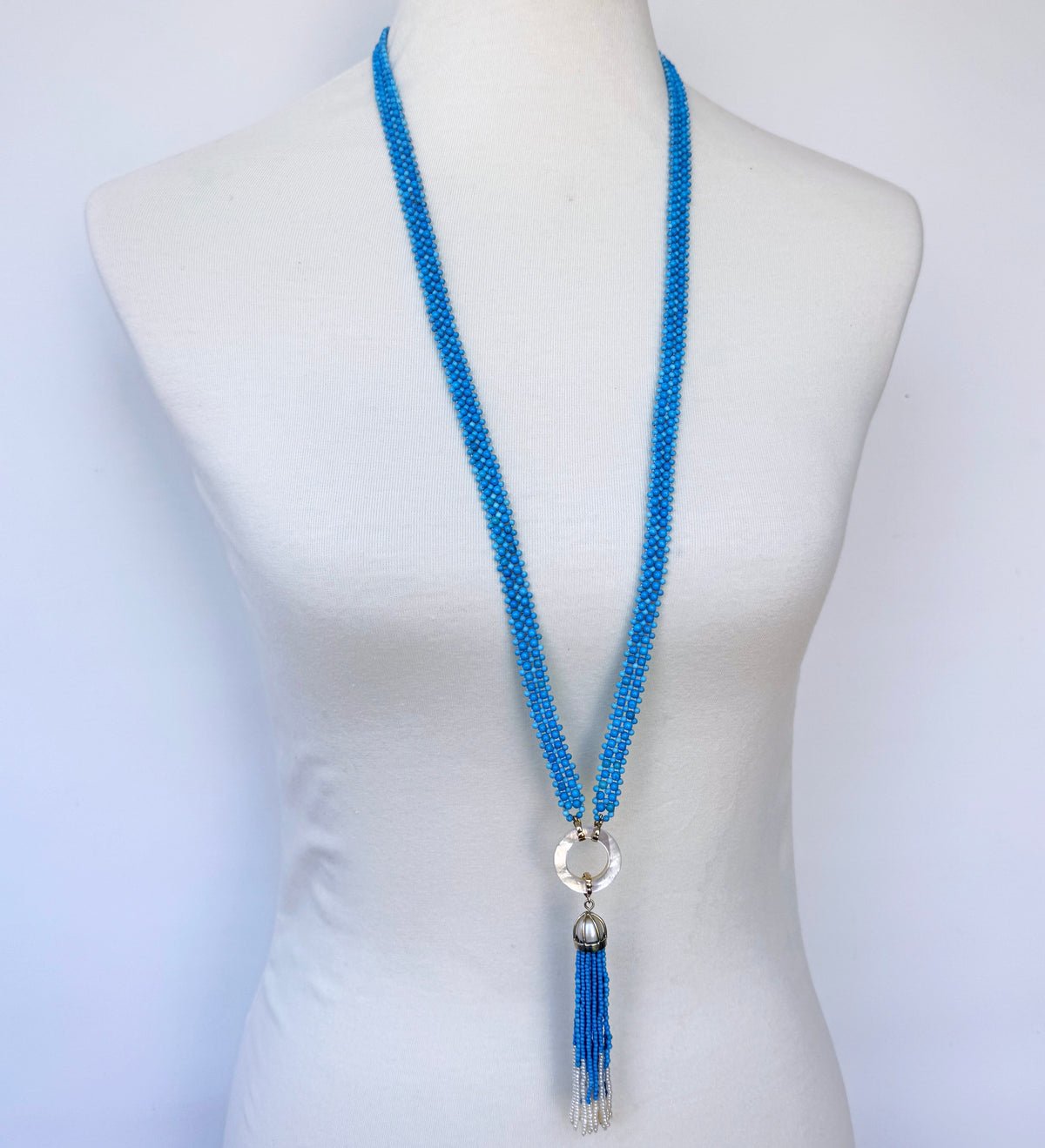 Turquoise, Pearl & Solid 14k Gold Sautoir