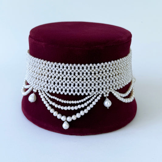 Draped Seed Pearl Woven Choker with Sliding Clasp