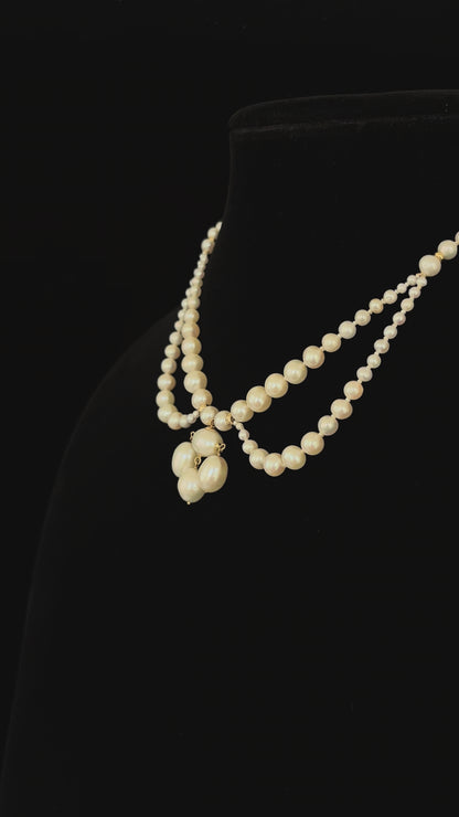 Marina J. Graduated Pearl Draped Necklace with 14k Yellow Gold Beads and Clasp