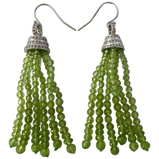Diamond Encrusted Peridot Dangle Earrings