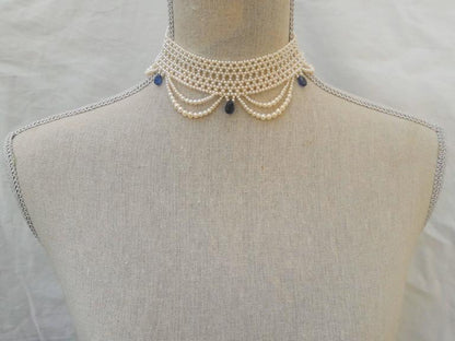 Woven Pearl Draped Choker Necklace