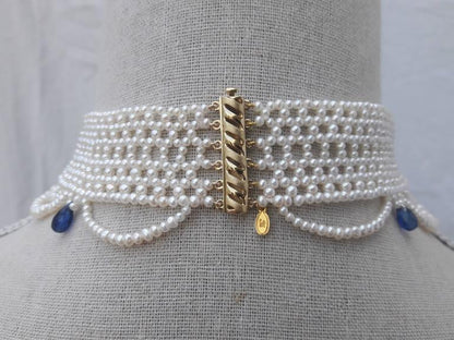 Woven Pearl Draped Choker Necklace