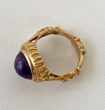 Amethyst and solid 14K Yellow Gold Ring