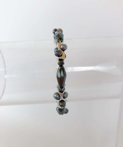 Marina J. Unisex Infinity Bracelet w Black Pearls, Black Spinel & 14K White Gold