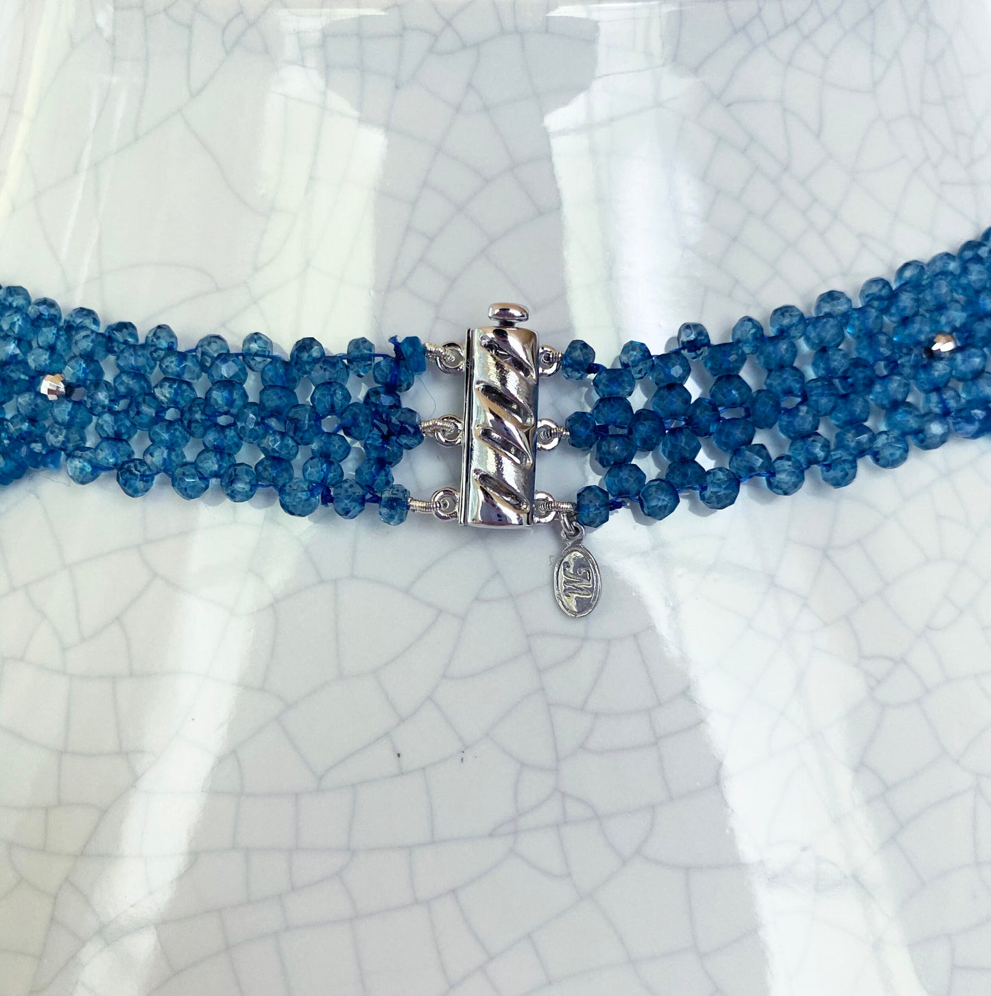 Marina J Woven London Blue Topaz with Briolettes & Faceted Sterling Silver Beads