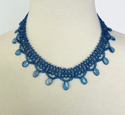 Marina J Woven London Blue Topaz with Briolettes & Faceted Sterling Silver Beads