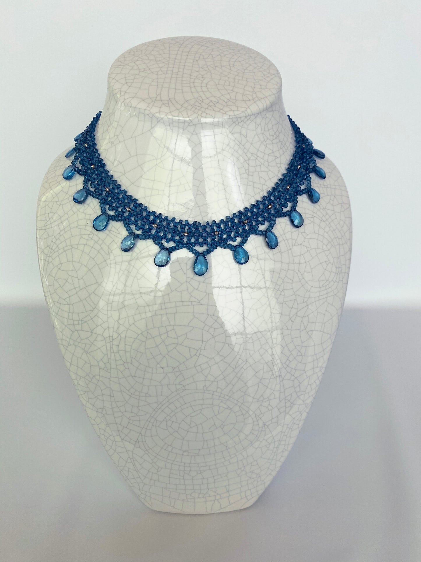 Marina J Woven London Blue Topaz with Briolettes & Faceted Sterling Silver Beads