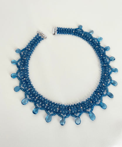 Marina J Woven London Blue Topaz with Briolettes & Faceted Sterling Silver Beads