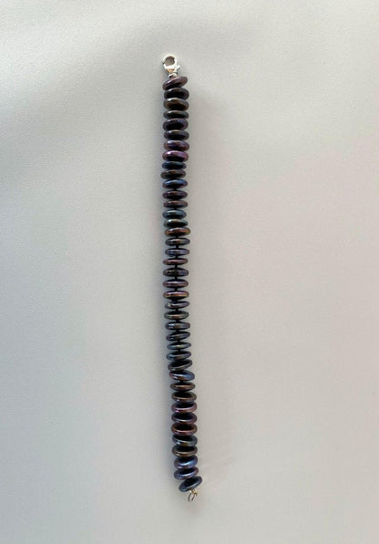 Black Pearl Flat Round Beaded Bracelet