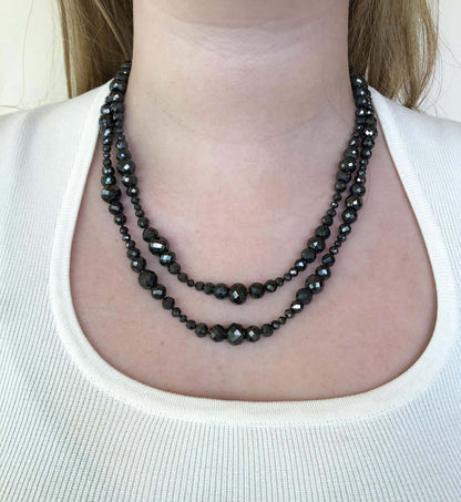 Vintage Black Spinel Beaded "Downtown Abbey" Inspired Necklace