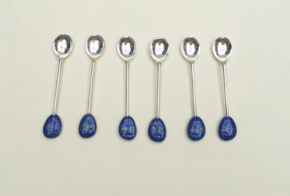 Lapis Lazuli Silver Plated Spoon Set of Six