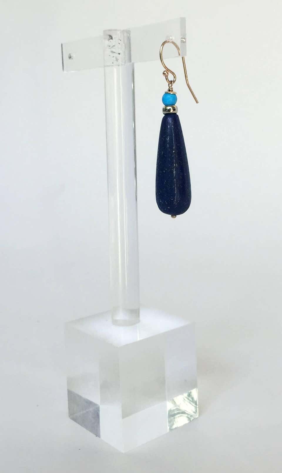Marina J Lapis Lazuli and Turquoise Drop Earrings with 14 K Gold Hooks