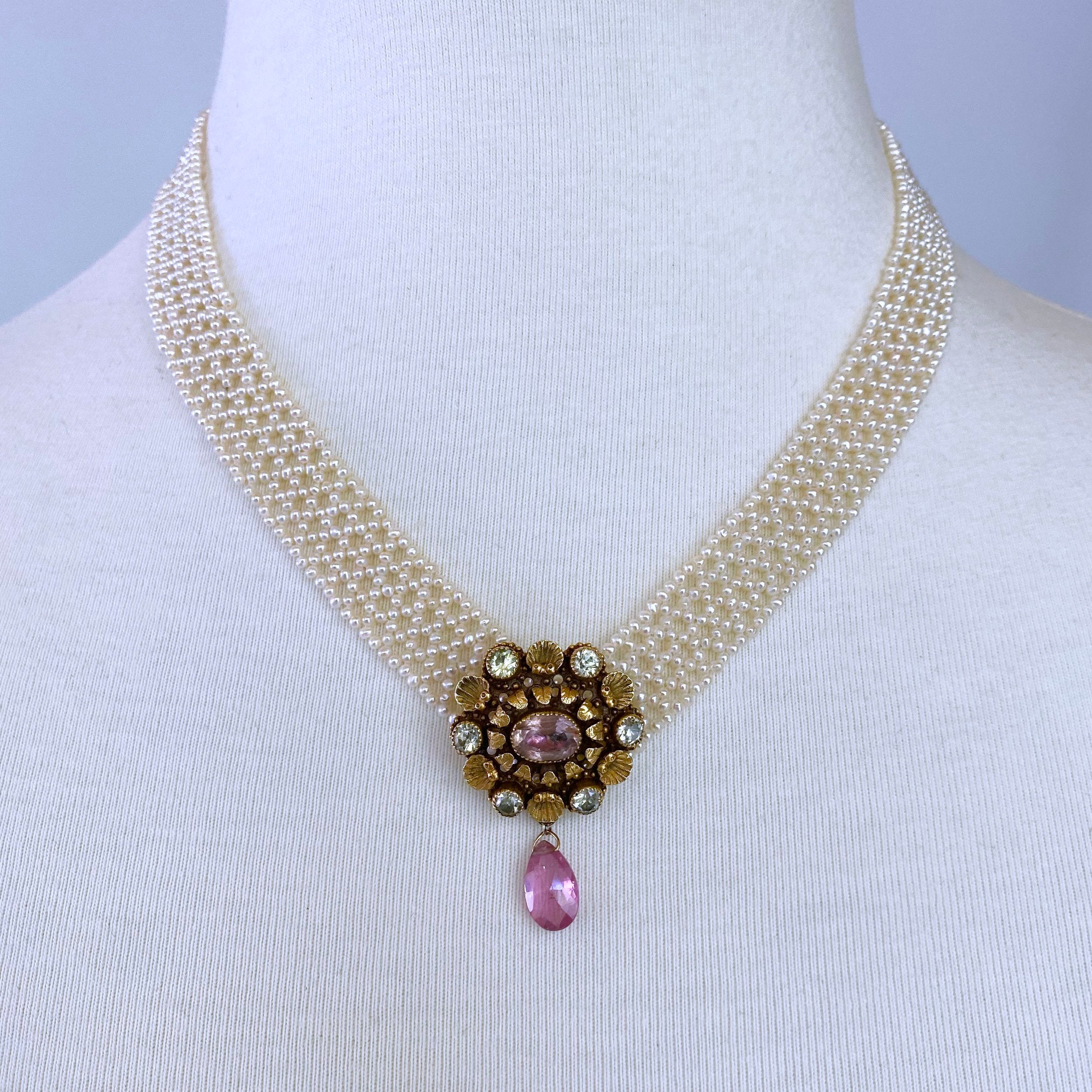 Woven sales pearl necklace