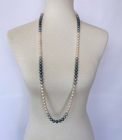 All Pearl Ombre Necklace with 14k Yellow Gold Clasp