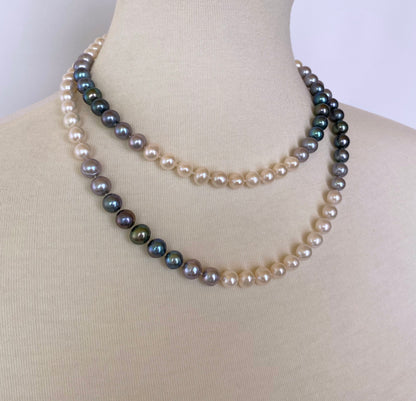 All Pearl Ombre Necklace with 14k Yellow Gold Clasp