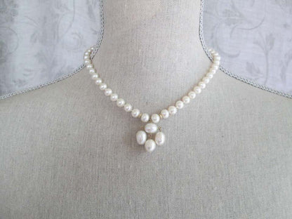 Marina J Pearl Necklace with Baroque Pearl Centerpiece & 14k Gold Clasp