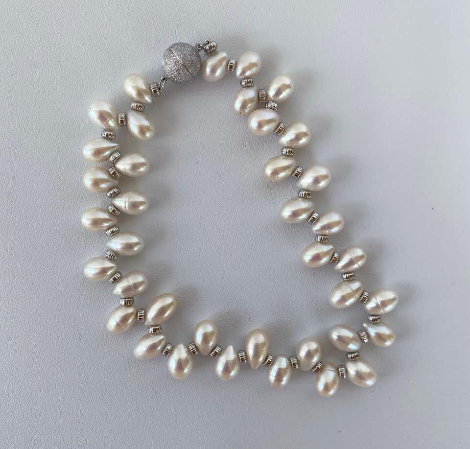 Marina J. White Teardrop Pearl Pet Necklace with Magnetic Clasp