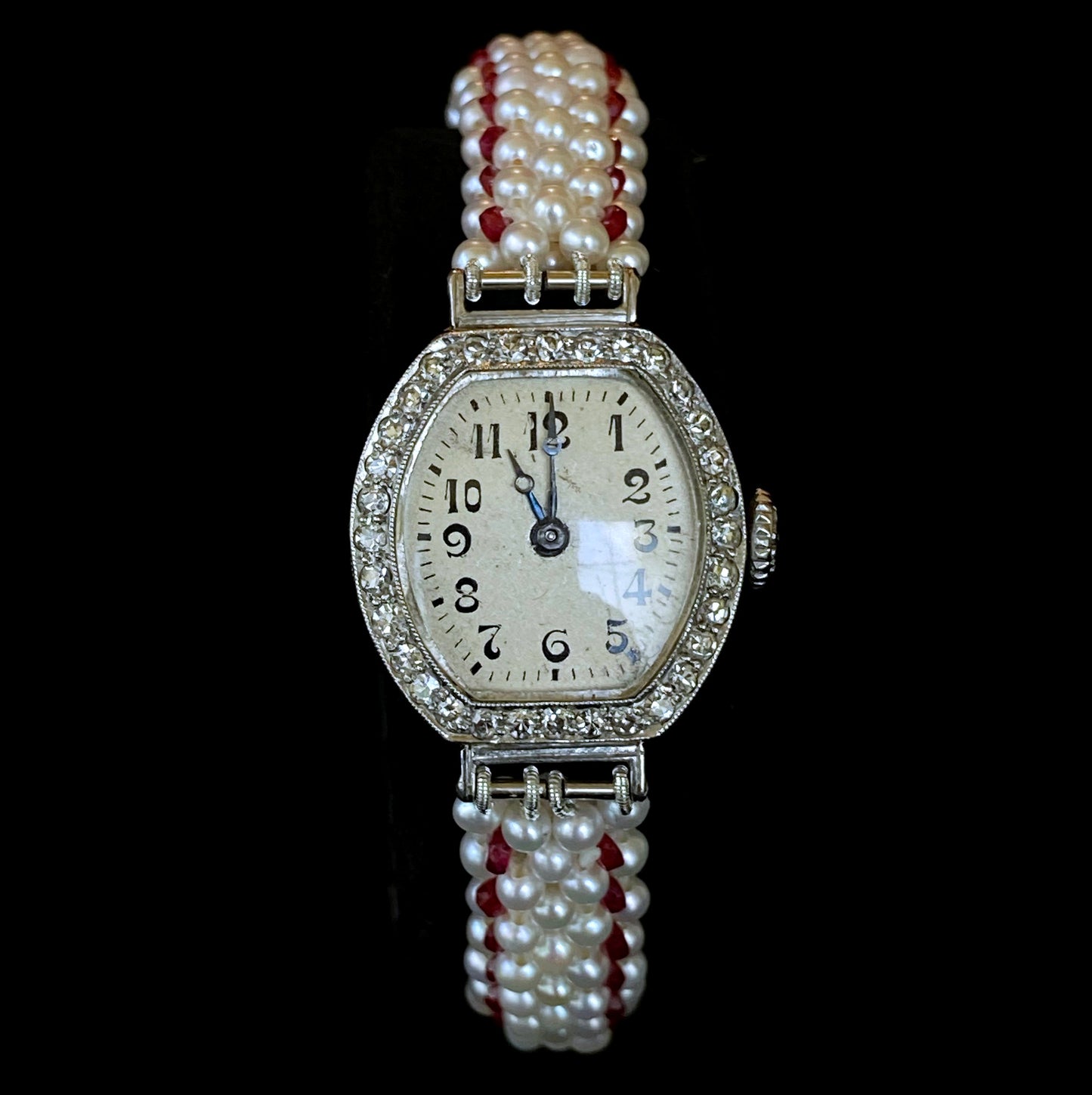 Marina J. Diamond Encrusted Watch with Pearl, Ruby & 14k White Gold