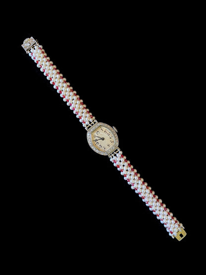 Marina J. Diamond Encrusted Watch with Pearl, Ruby & 14k White Gold