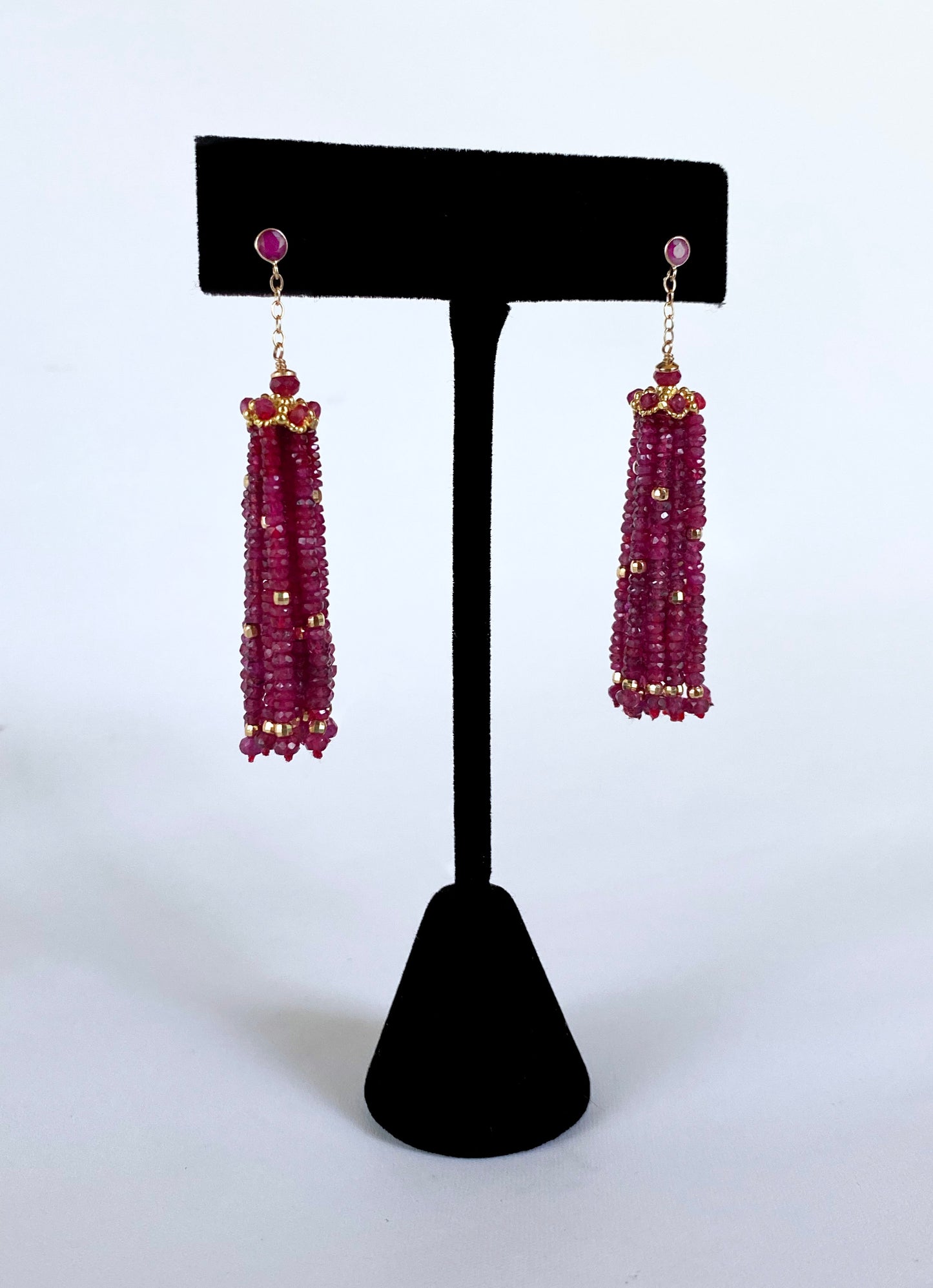 Solid 14k Yellow Gold and Faceted Ruby Earrings