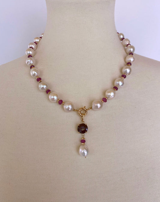 Marina J. Ruby, Pearl and 14K Yellow Gold Necklace