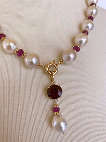 Marina J. Ruby, Pearl and 14K Yellow Gold Necklace