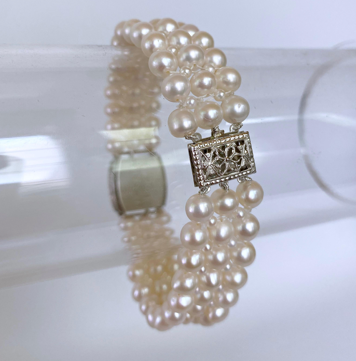 Woven Pearl Band with Peridot, Sapphire & Diamond 14k Gold Centerpiece