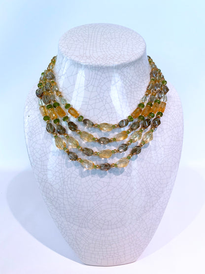 Marina J. Convertible Necklace & Bracelet with Lemon Quartz, Smokey Quartz, Citrine, Peridot & 14K Yellow Gold