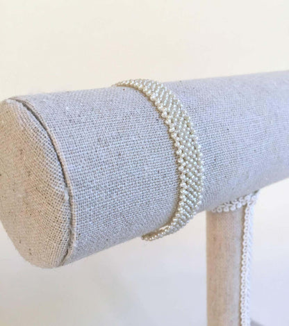 Woven Seed Pearl Bracelet with Vintage Gold clasp