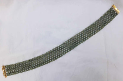 Woven Faceted Green Onyx Choker with Yellow Gold Plated Silver Clasp