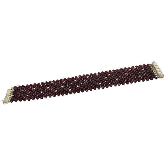 Woven Faceted Garnet Bracelet with Sterling Silver Clasp