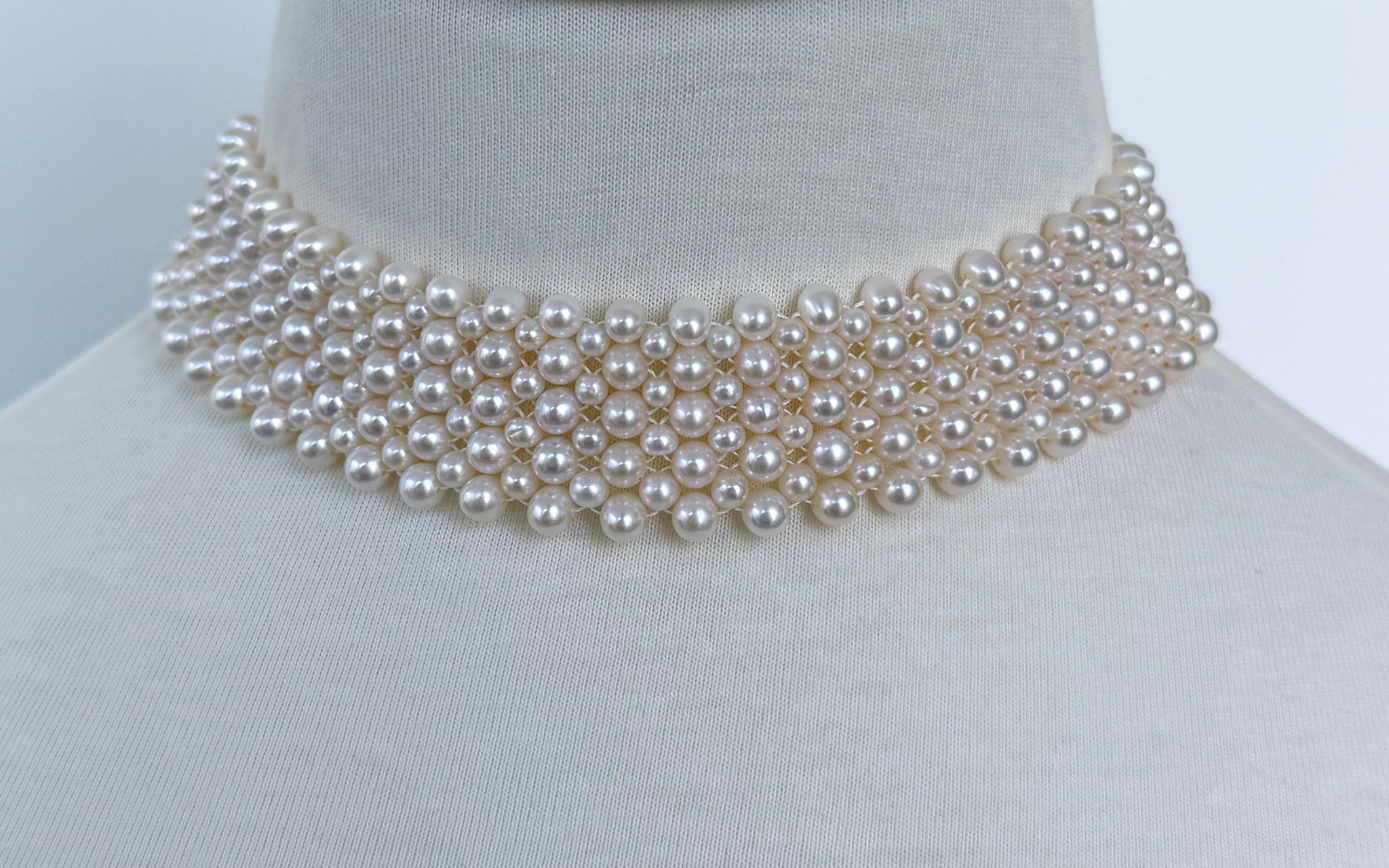 Pearl Woven Bridal Choker with Adjustable Clasp