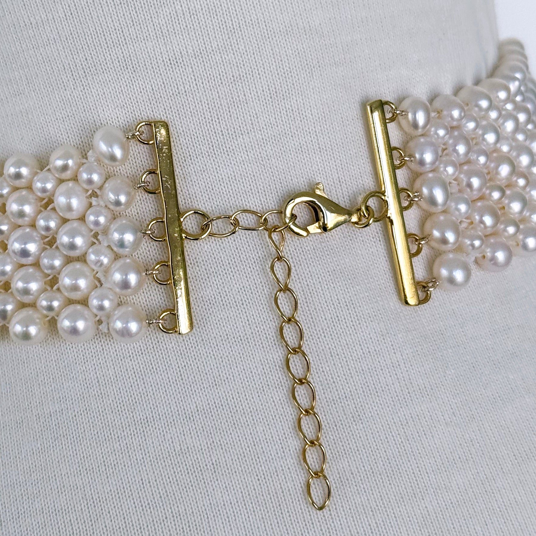 Pearl Woven Bridal Choker with Adjustable Clasp - Image 2