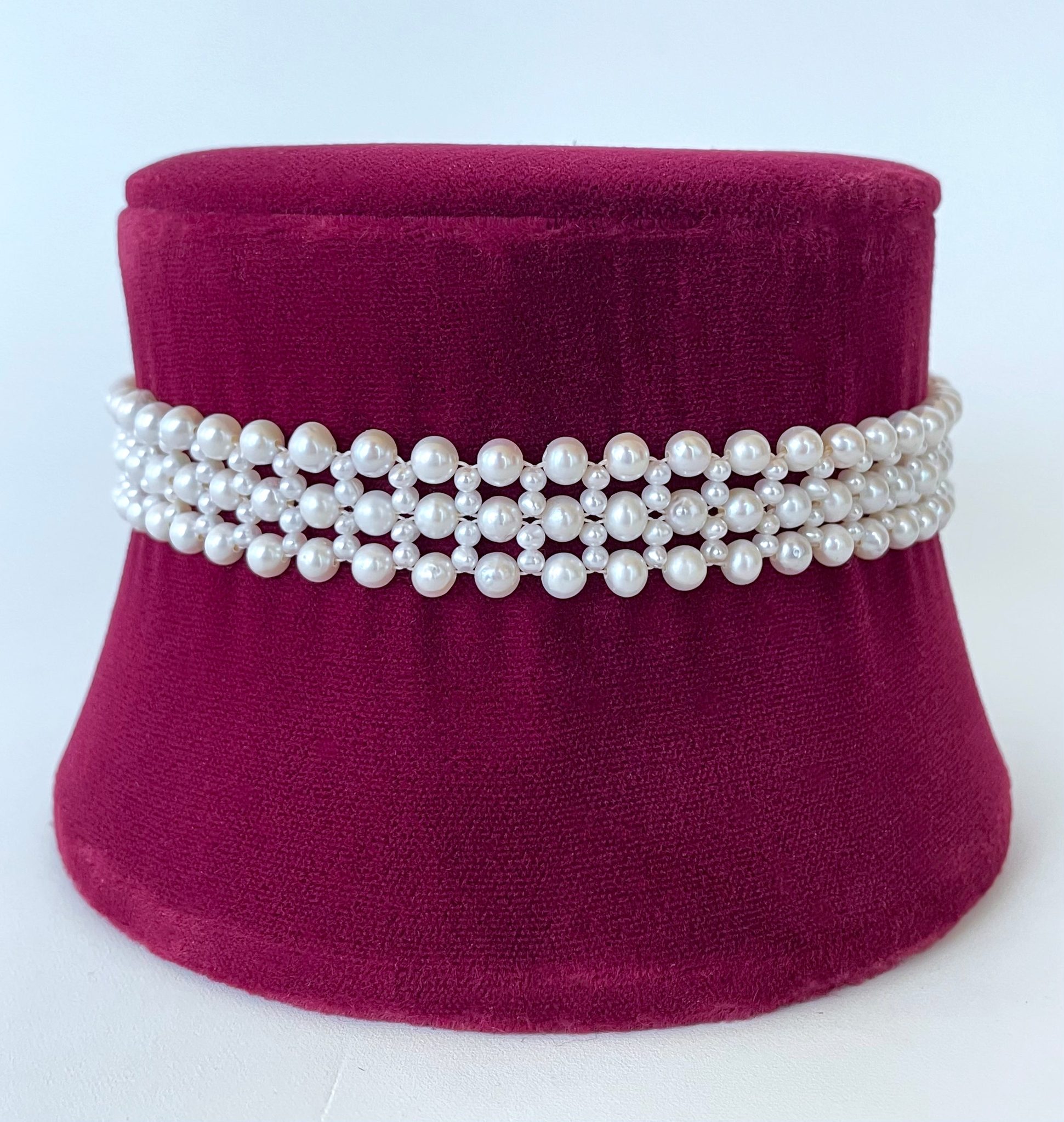 Pearl Lace Woven Choker with Rhodium Plated Silver - Image 3