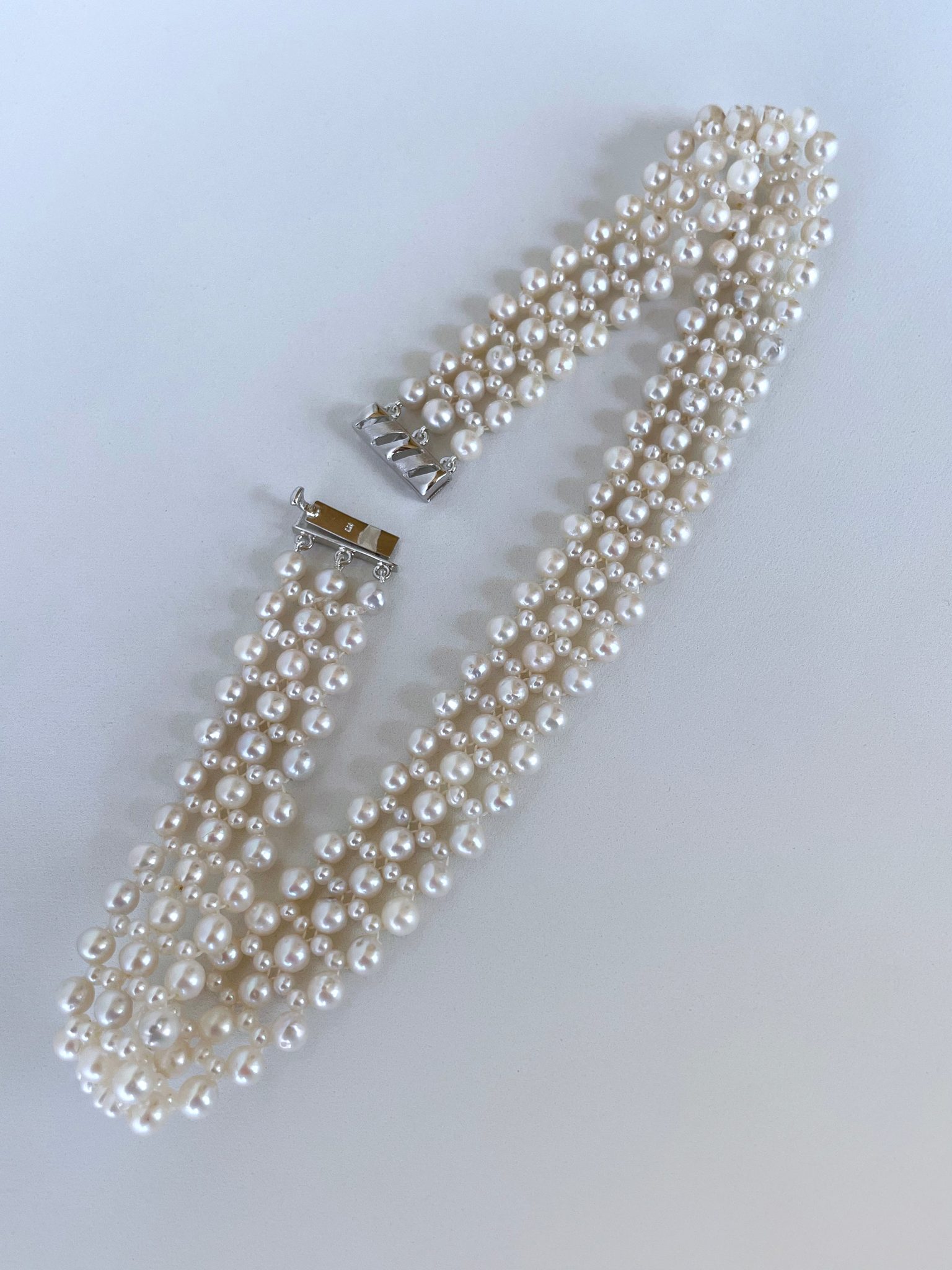 Pearl Lace Woven Choker with Rhodium Plated Silver - Image 4