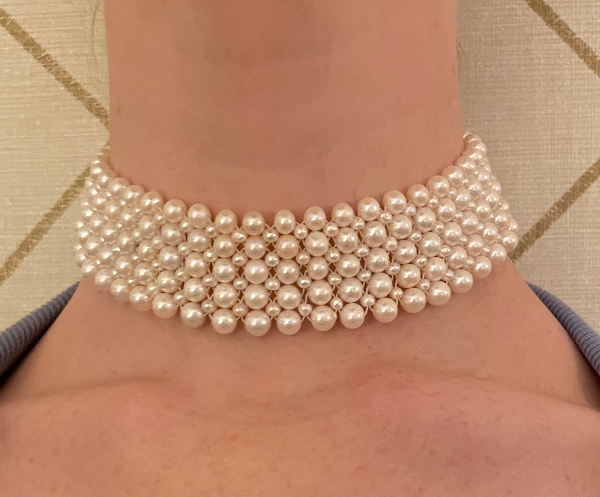 Pearl Woven Bridal Choker with Adjustable Clasp - Image 6
